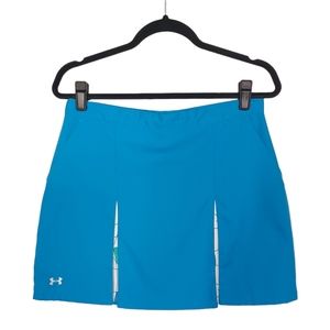 UNDER ARMOUR Light Blue White Green Geometric Print Pleat Athletic Skort 6 Small